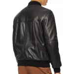 Front And Back Yoke Black Leather Bomber Jacket