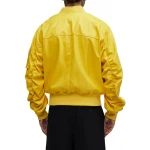 Sleeve Pocket Detail Yellow Leather Bomber Jacket