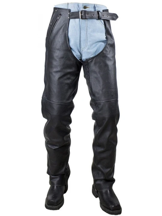Braided Black Leather Chaps