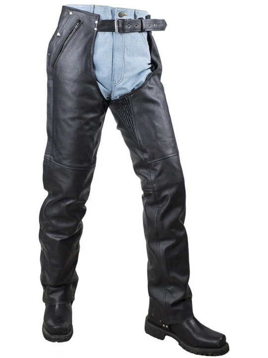 Braided Black Leather Chaps