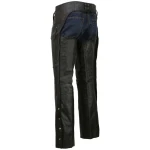 Hidden Zipper Black Leather Chaps