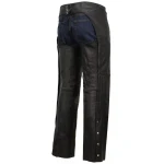 Hidden Zipper Black Leather Chaps