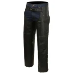 Hidden Zipper Black Leather Chaps