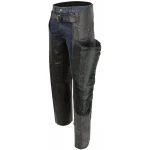Hidden Zipper Black Leather Chaps