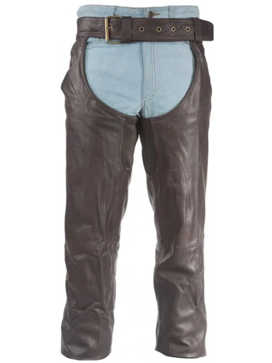 Hidden Zipper Brown Leather Chaps