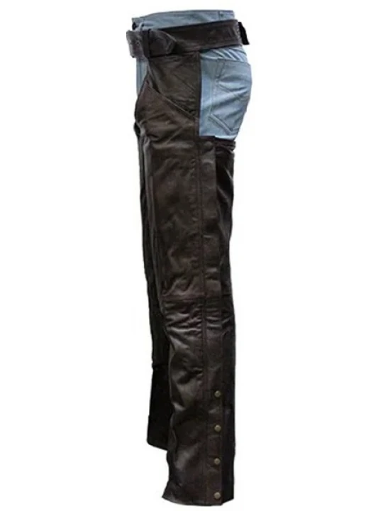 Hidden Zipper Brown Leather Chaps