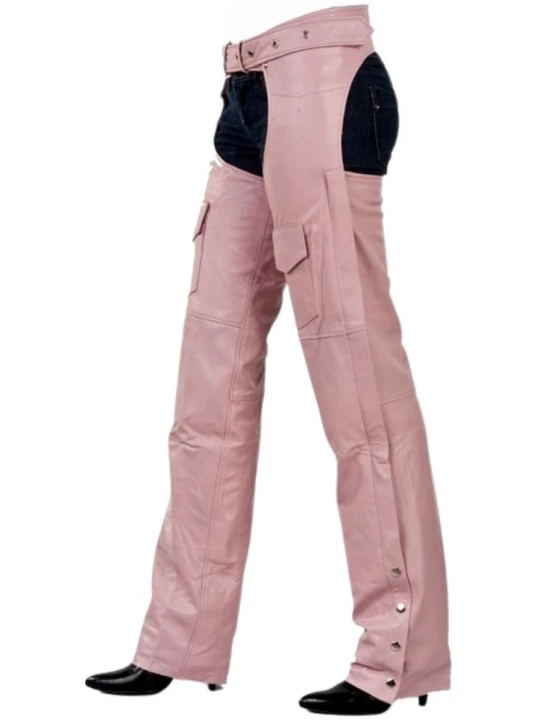 Hidden Zipper Pink Leather Chaps