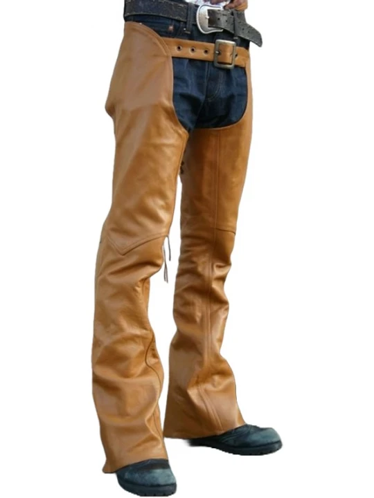 Lace Up Details Tan Leather Chaps