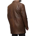 Mens Distressed Real Sheepskin Brown Long Leather Coat