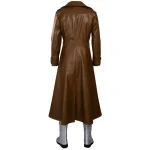 Mens Gambit Style Real Sheepskin Brown Long Leather Trench Coat