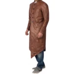 Mens Genuine Sheepskin Vintage Brown Leather Long Trench Coat