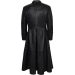 Mens Impressive Style Genuine Sheepskin black Leather Long Trench Coat