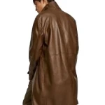 Mens Unique Design Genuine Sheepskin Brown Leather Long Trench Coat