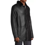 Shearling Black Leather Longcoat