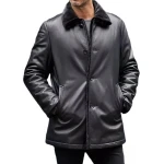 Shearling Fur Leather Trench Coat In Black