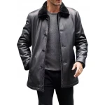 Shearling Fur Leather Trench Coat In Black