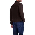 Front Snap Closure Dark Brown Suede Leather Tucker Jacket
