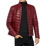 Quilted Burgundy Leather Jacket