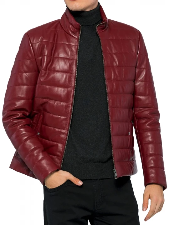Quilted Burgundy Leather Jacket