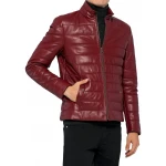 Quilted Burgundy Leather Jacket