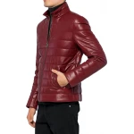Quilted Burgundy Leather Jacket