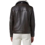 Removable Fur Collar Brown Leather Jacket