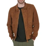 Rust Suede Jacket With Classic Collar