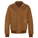 Rust Suede Jacket With Classic Collar