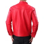 Stand Collar Red Leather Jacket