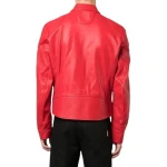 Straight Hem Red Leather Jacket
