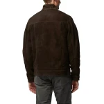 Verticle Chest Pocket Brown Suede Leather Jacket