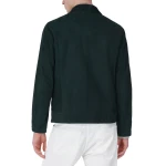 Zipped Front Green Suede Leather Jacket