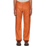 Leather Five Pocket Orange Jeans