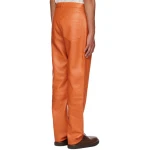 Leather Five Pocket Orange Jeans