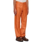Leather Five Pocket Orange Jeans