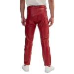 Leather Five Pocket Red Jeans