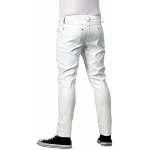 Leather Five Pocket White Jeans