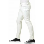 Leather Five Pocket White Jeans