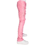 Pink Leather Cargo Jeans Trouser