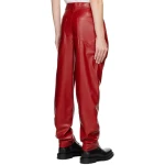 Red Four Pocket Leather Jeans Pants