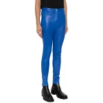 Slim Fit Blue Leather Jeans