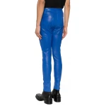 Slim Fit Blue Leather Jeans