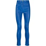 Slim Fit Blue Leather Jeans