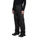 Stiching Details Black Leather Biker Jeans