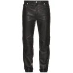 Zip Fly With Button Black Leather Jeans
