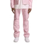 Zip Fly With Button Pink Leather Jeans