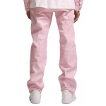 Zip Fly With Button Pink Leather Jeans