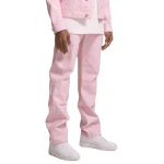 Zip Fly With Button Pink Leather Jeans
