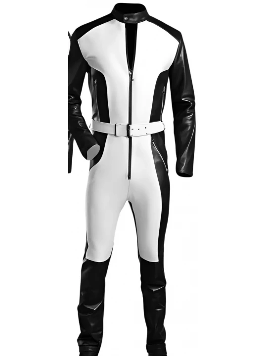 Front Zipper Overall Bodysuit Jumpsuit Black