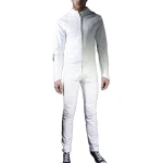Mens Biker style real sheepskin white motorcycle leather jumpsuit